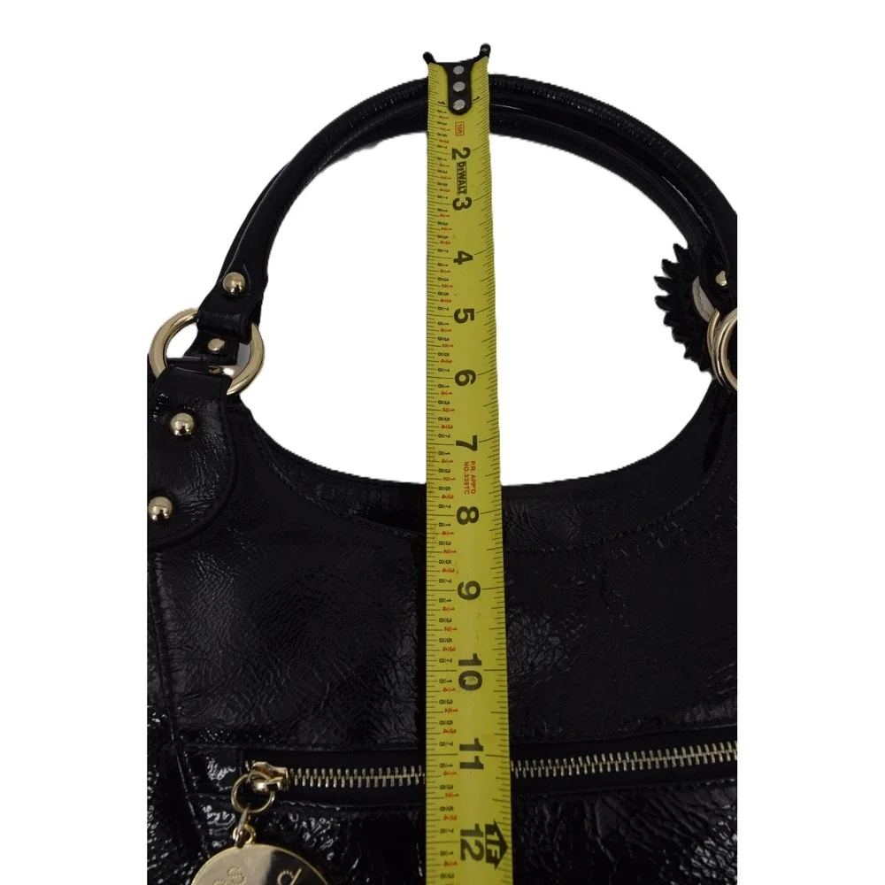 Charles David Hobo Bag Womens Large Black Patent Leather EUC Gold Hardware